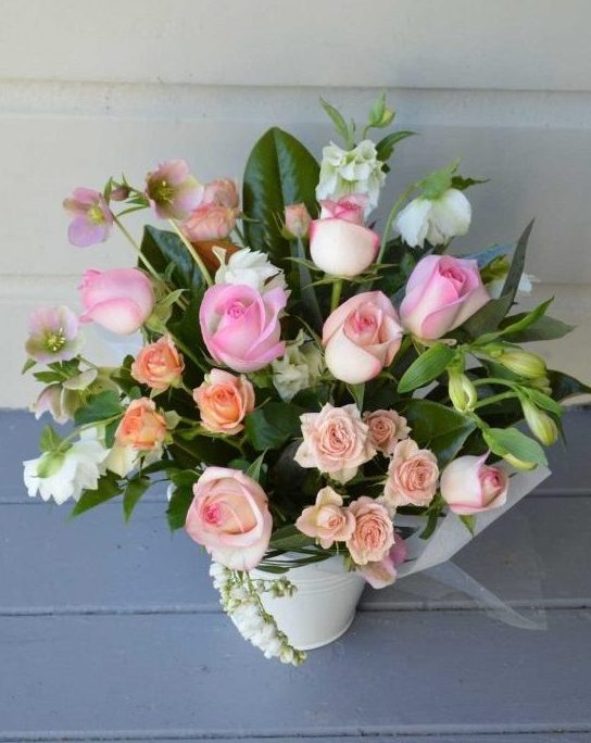 Rose flower bucket ~Florist in Hamilton New Zealand